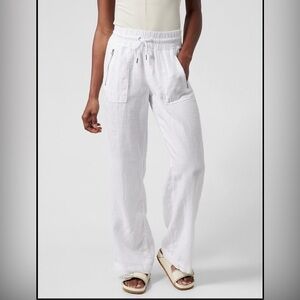 Athleta cabo linen wide leg pants White size 6P Drawstring